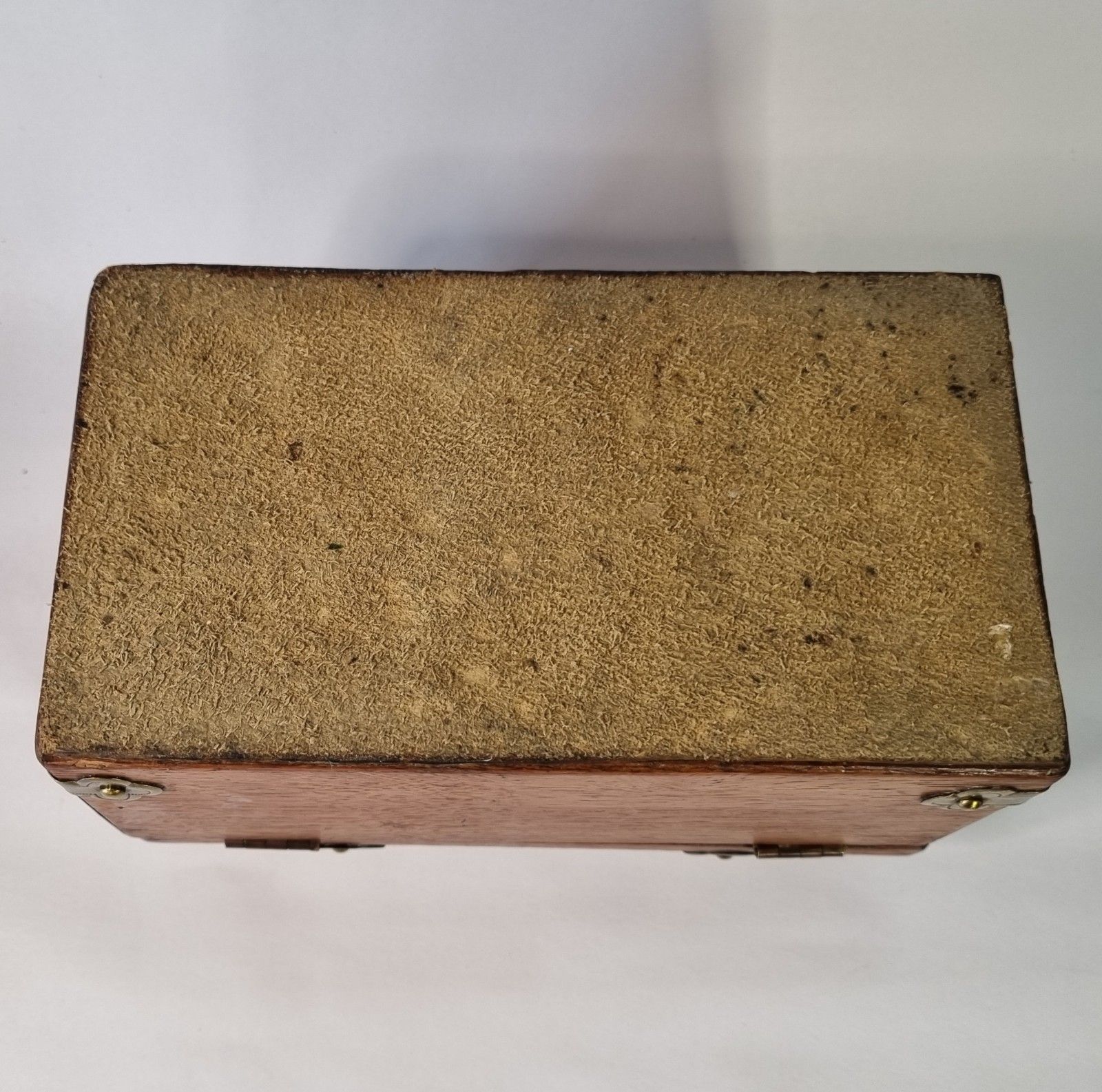 85.0 Small Antique Tea Caddy Wooden With Brass Mounts Domed Top Two Compartments photo
