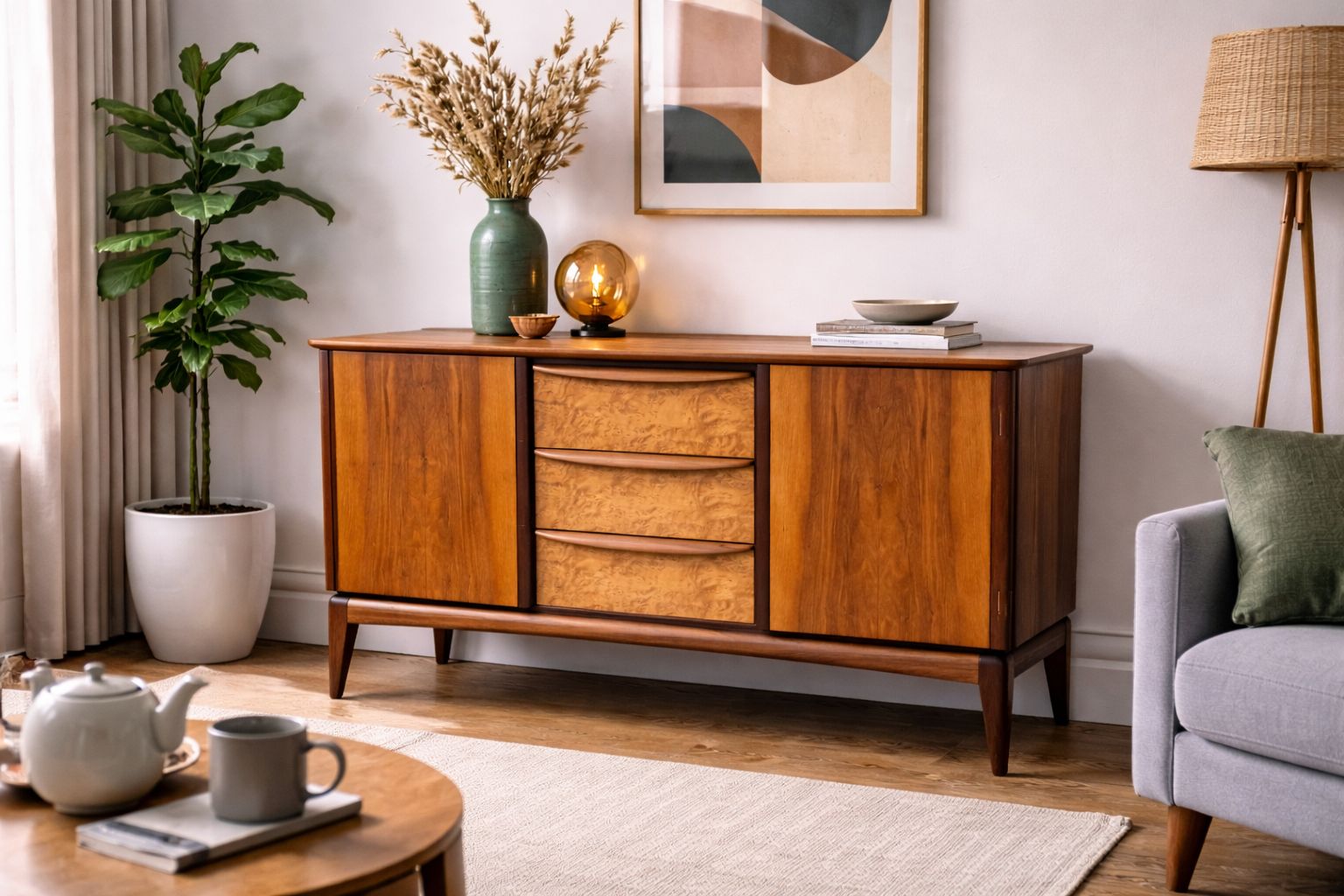 McIntosh Teak Sideboard – Mid Century 1960s – Fully Restored – Burr Drawers photo furniture