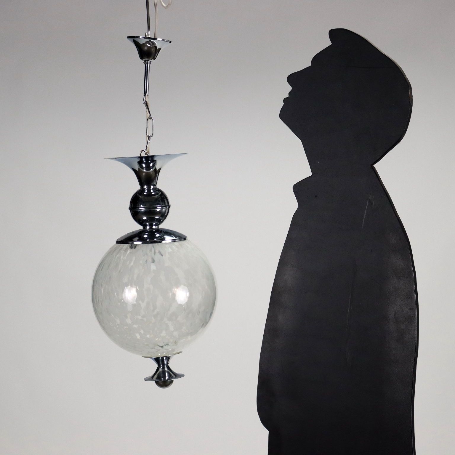 Group Of 2 Lamps Chromed Metal Glass Italy 1960s photo furniture