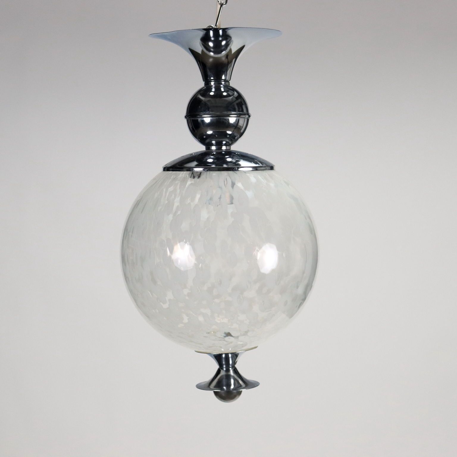 Group Of 2 Lamps Chromed Metal Glass Italy 1960s photo for sale