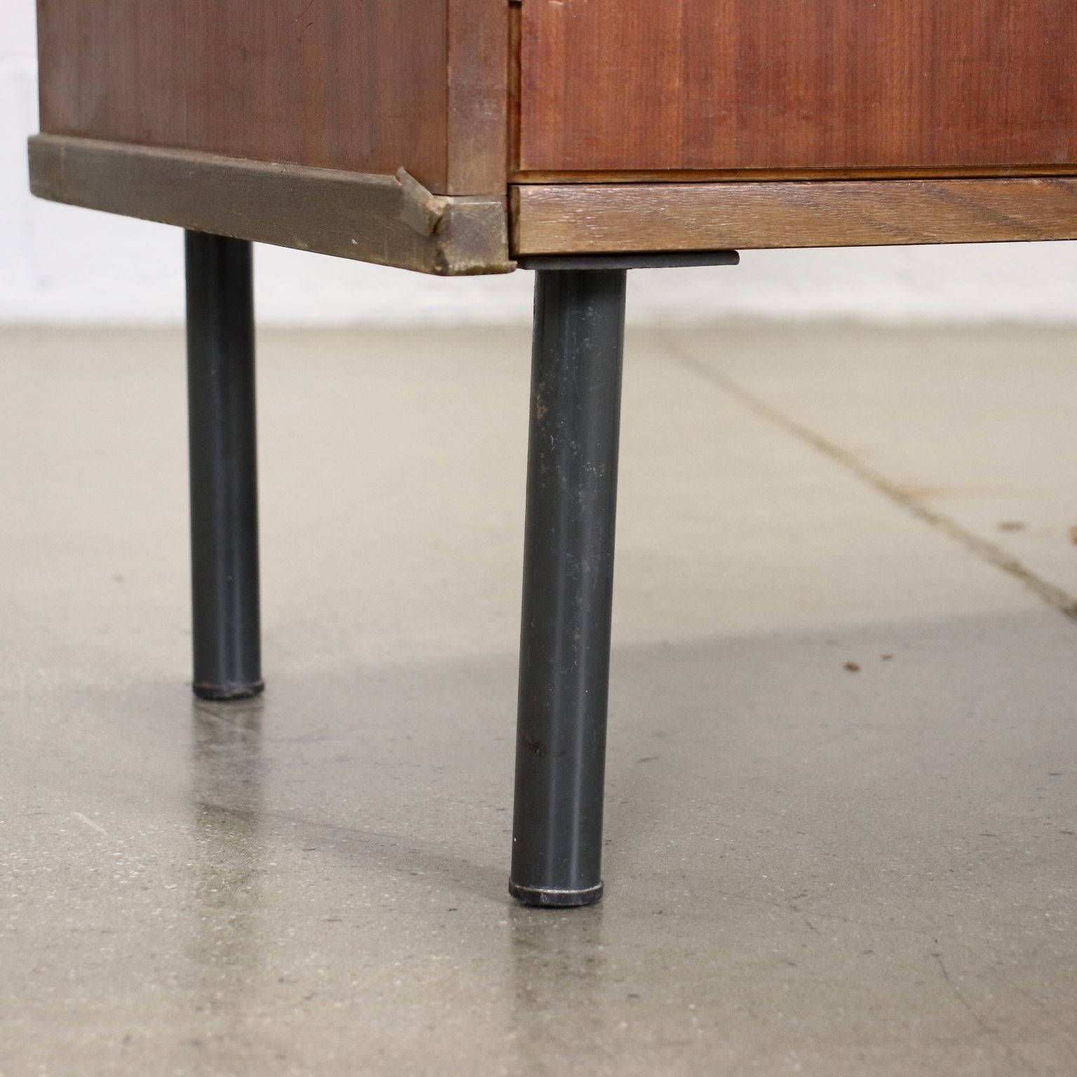 photo furniture Highboard Metal Mahogany Veneer Italy 1960s