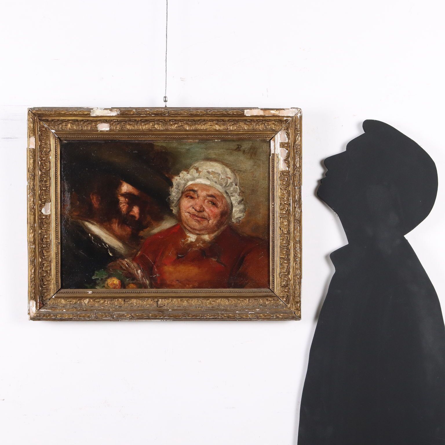 Oil On Canvas Satyrical Portrait France XIX Century photo furniture