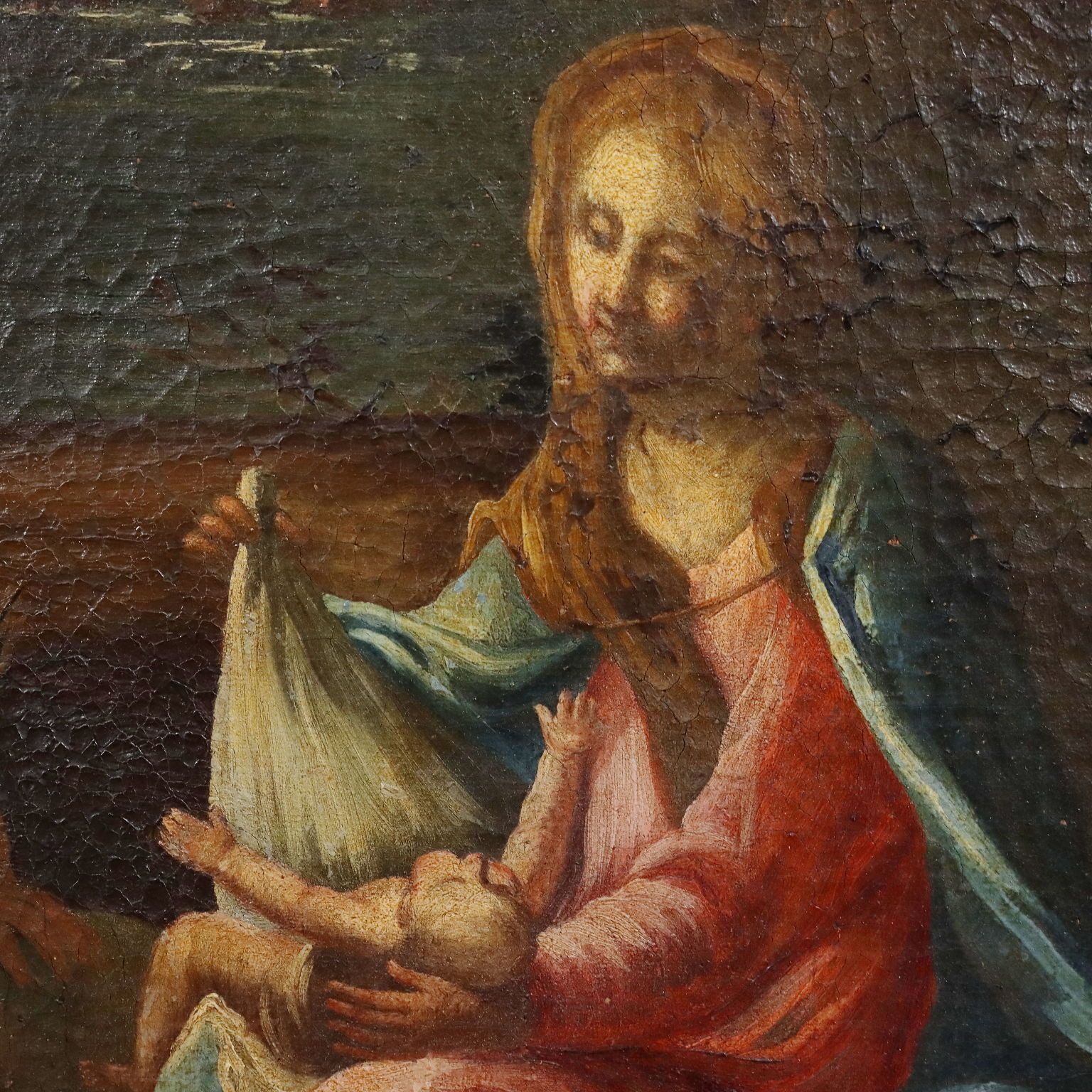 Rest On The Flight Into Egypt Oil On Canvas XVIII XIX Century photo Art