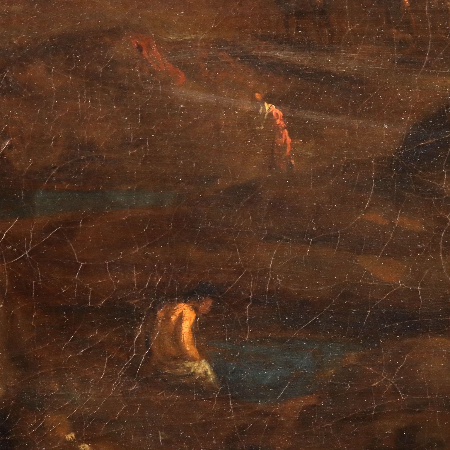 Antique Painting Landscape With Figures Oil On Canvas XVIII Century photo Art