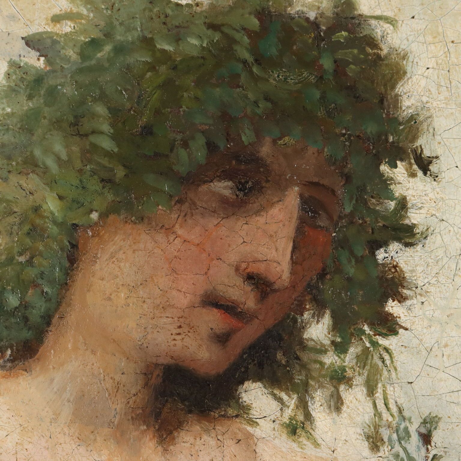 Ancient Painting G. Muzzioli '800 Portrait Drunk Baccus Oil On Canvas photo Art