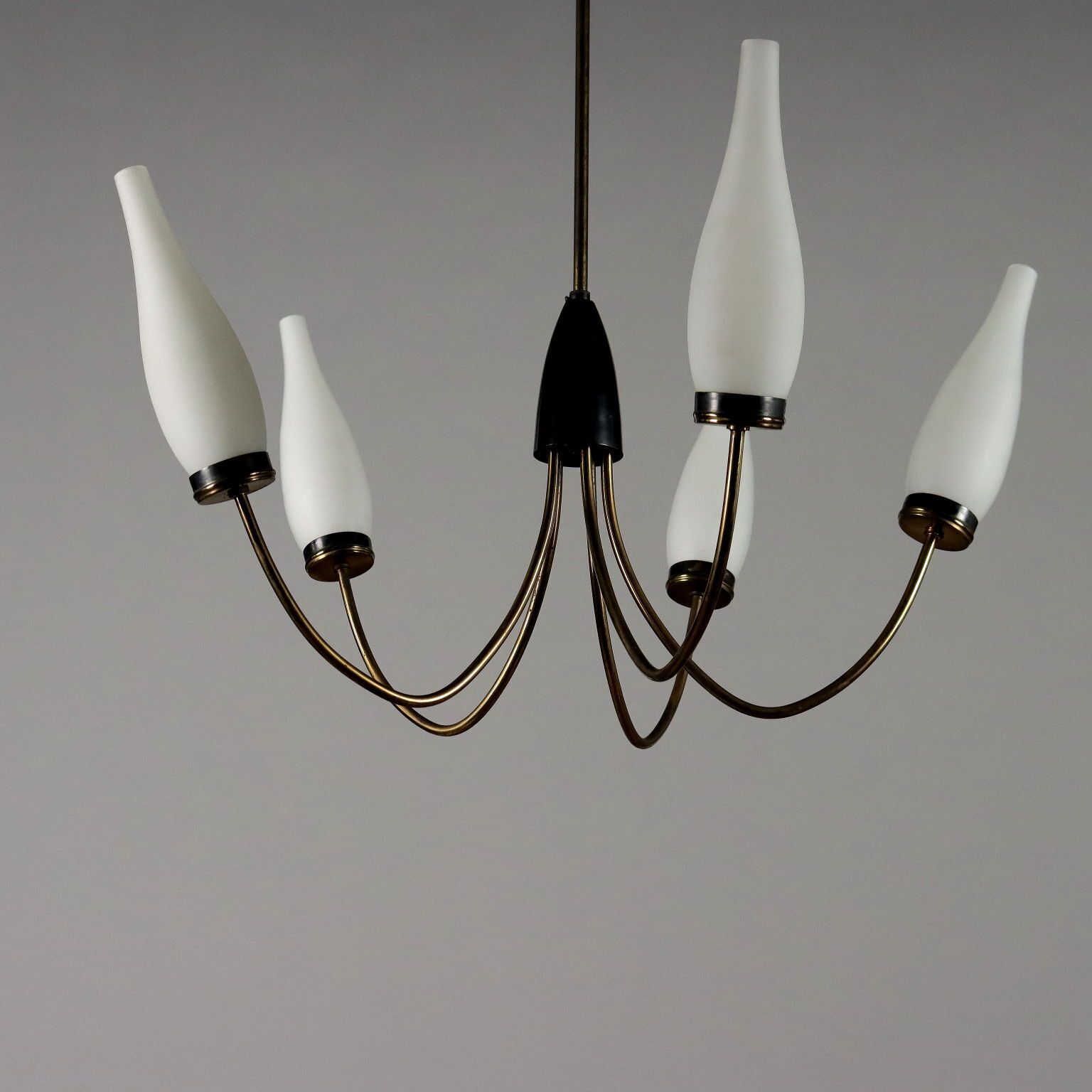 Vintage Lamp From The 50s 60s Aluminium Brass Opaline Glass photo vinterior