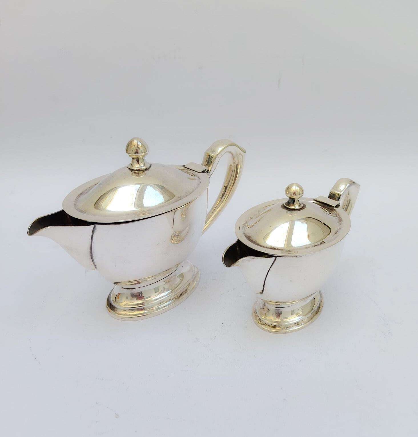 Pair Of Krupp Berendorf Art Deco Nickel Silver Teapots Or Gravy Boats, Giò Ponti Era photo furniture
