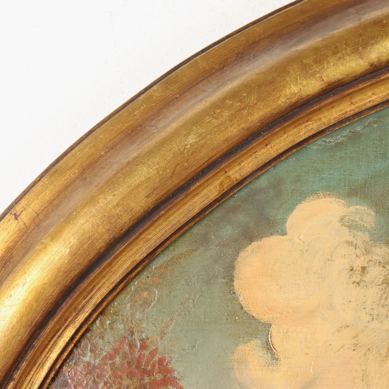 photo furniture Oval Painting Landscape With Figures Oil On Canvas XIX XX Century