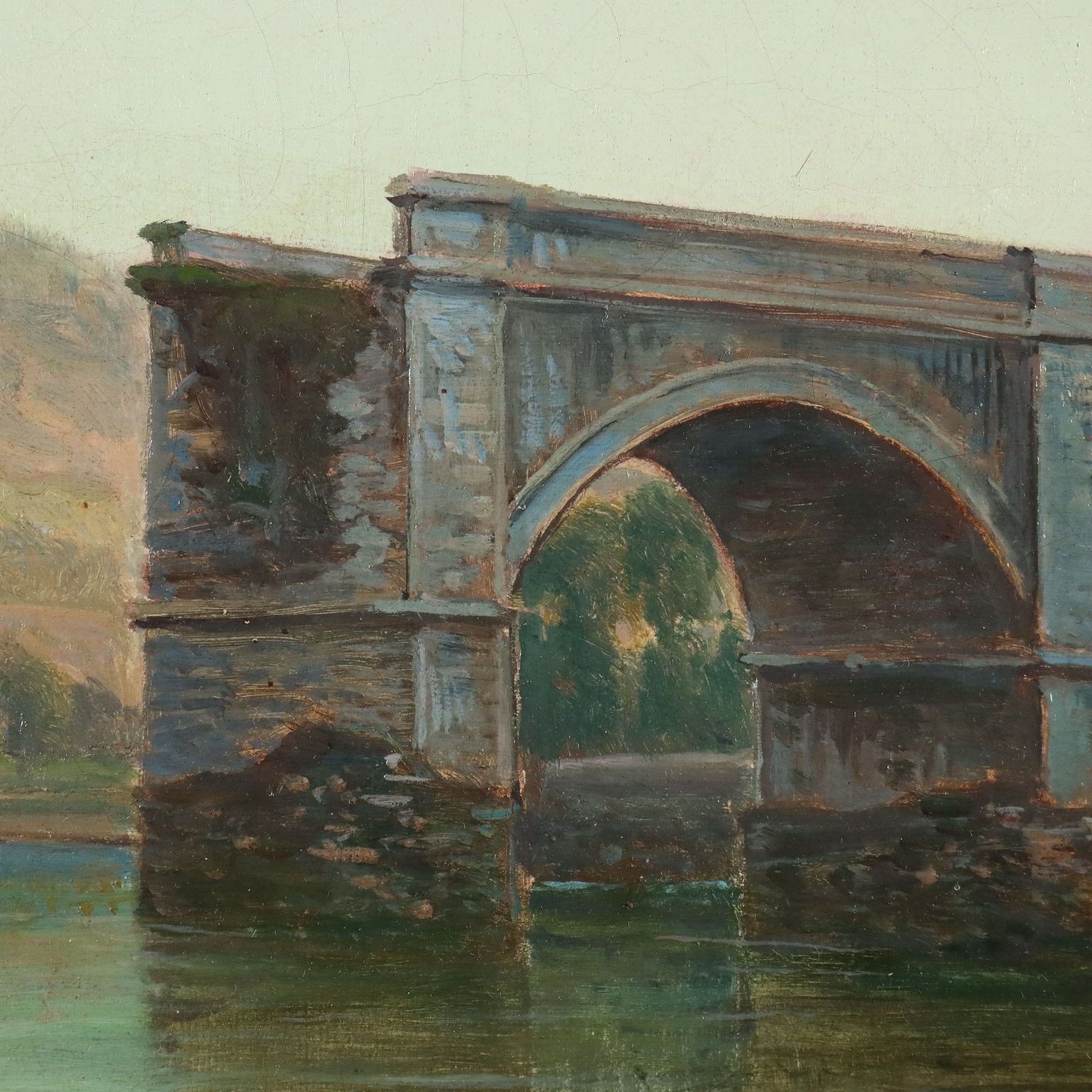 Antique Painting Signed Emilio Donnini Landscape With River '800 photo vinterior