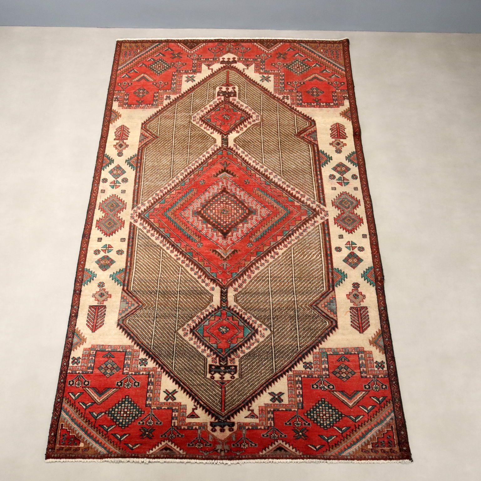 Antique Asian Carpet Cotton Wool Heavy Knot 119 X 66 In photo for sale