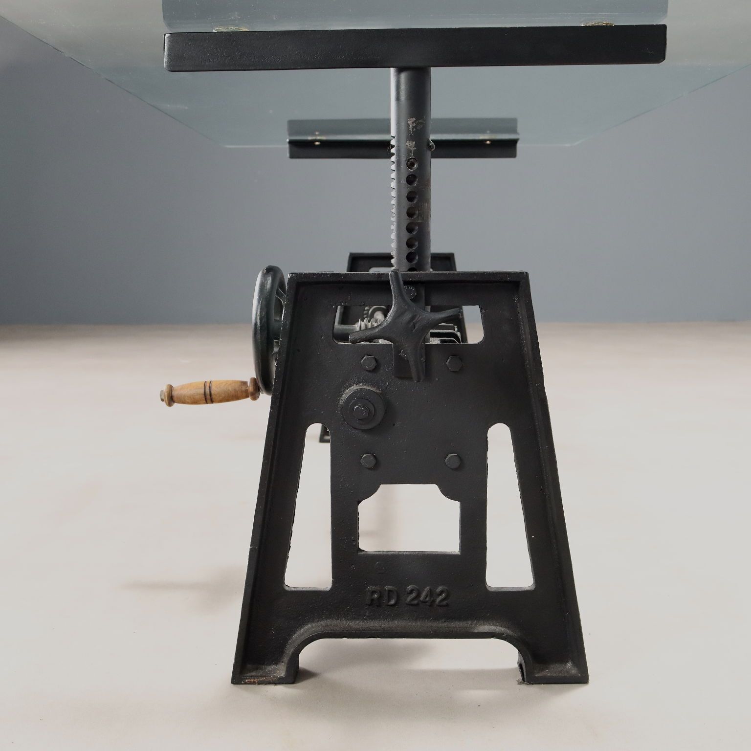 photo for sale Antique Adjustable Coffee Table Iron Glass Italy XX Century