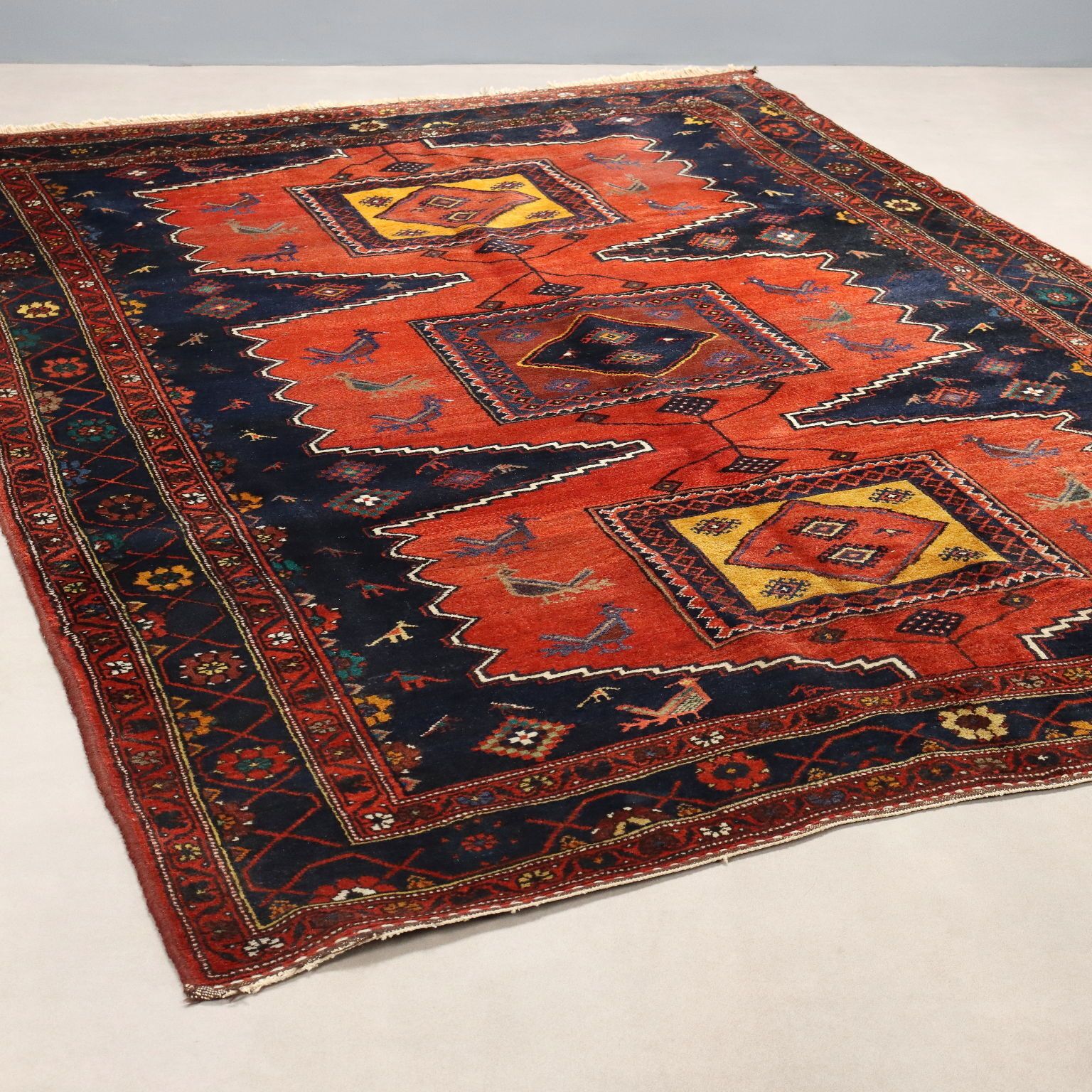 Antique Asian Carpet Wool Heavy Knot 114 X 81 In Original