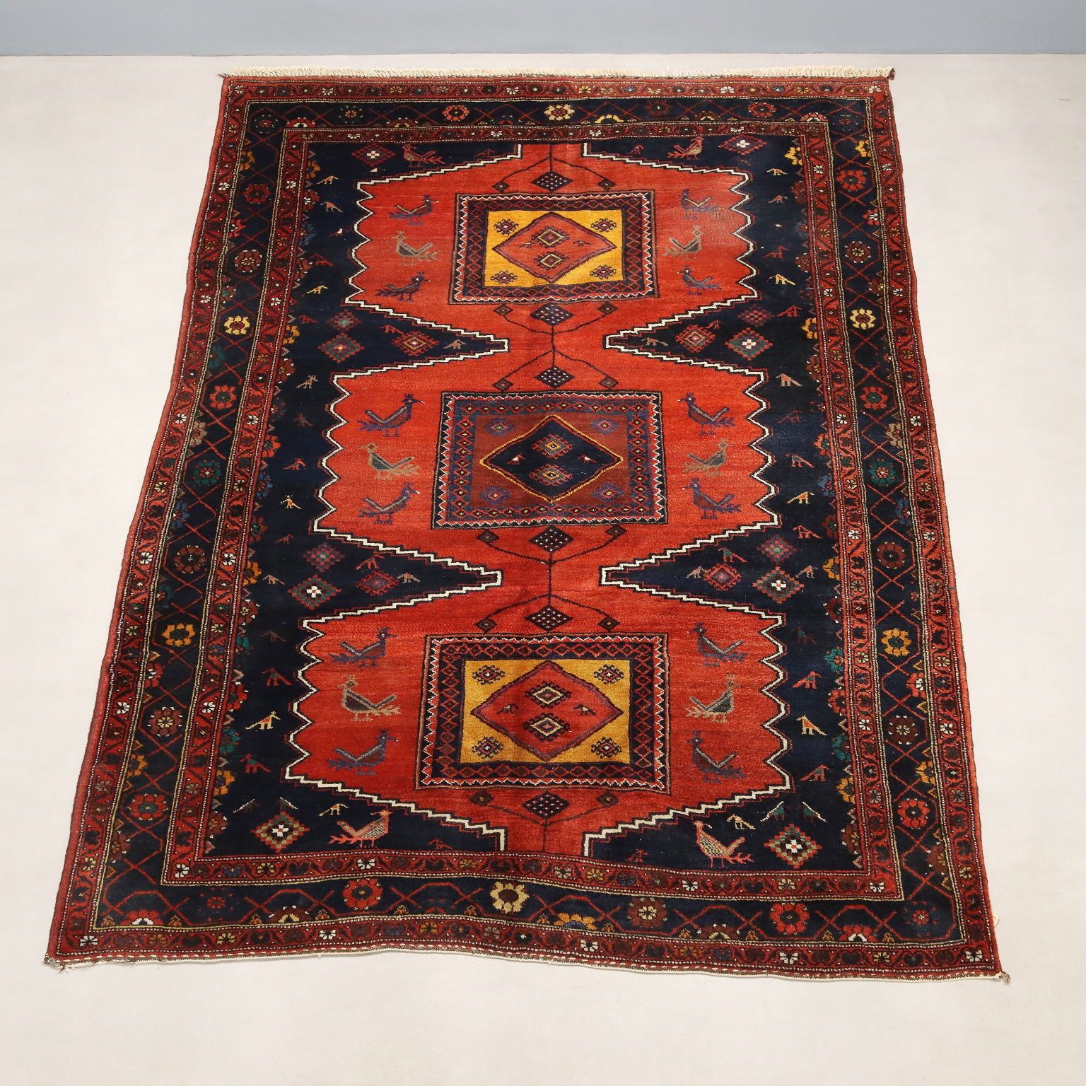 Antique Asian Carpet Wool Heavy Knot 114 X 81 In Original photo for sale