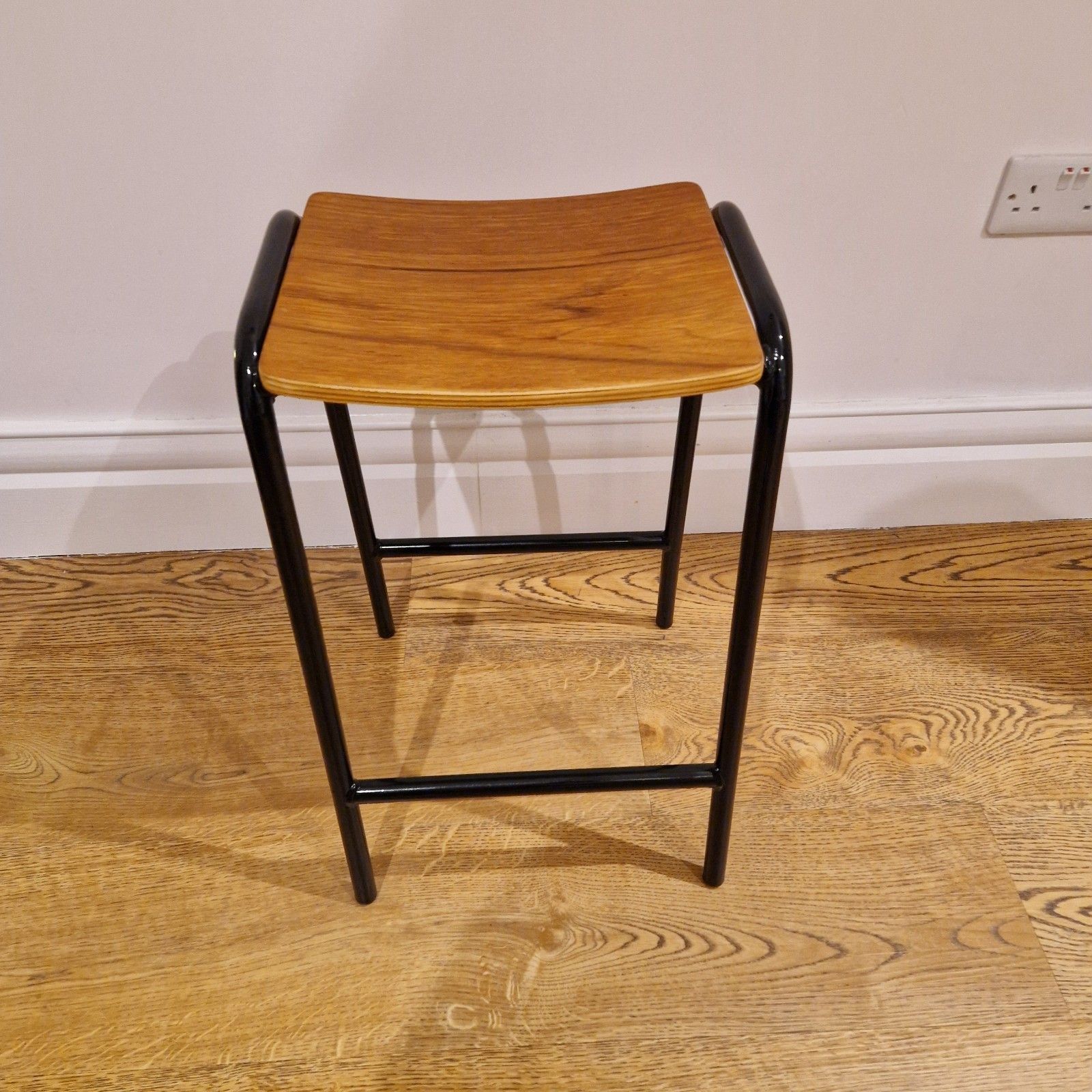 Vintage Restored Classroom Stools, Set Of 2, Industrial Metal & Wood photo buy
