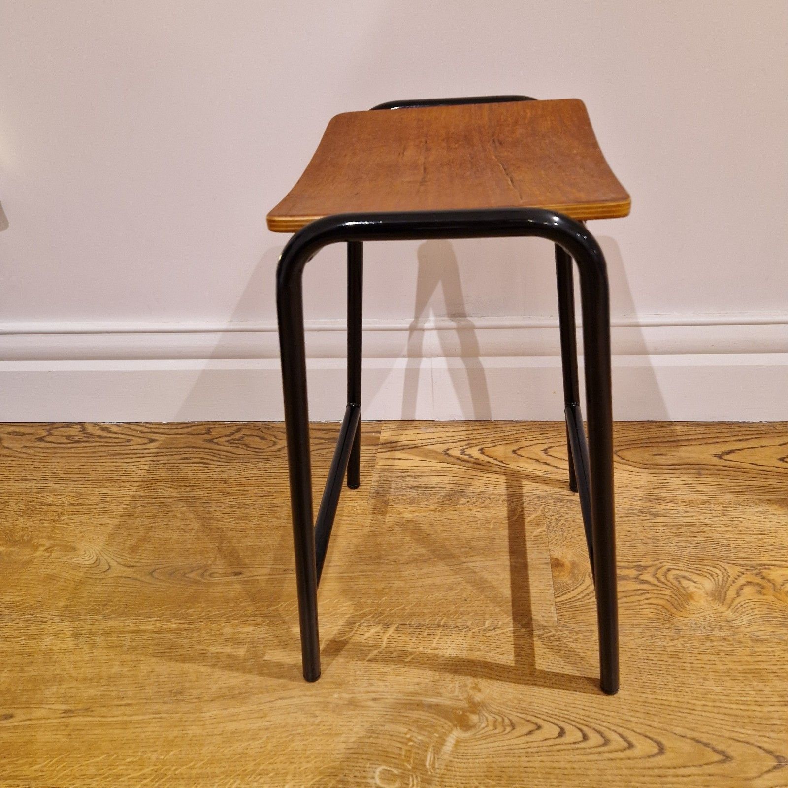 photo buy Vintage Restored Classroom Stools, Set Of 2, Industrial Metal & Wood