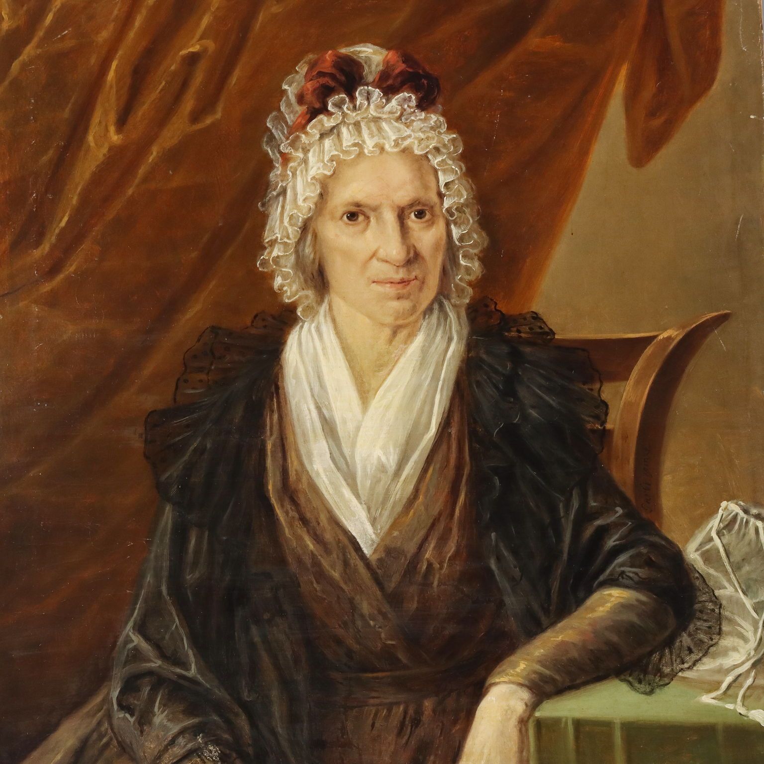 Antique Painting Portrait Of A Noblewoman Oil On Canvas XIX Century photo for sale