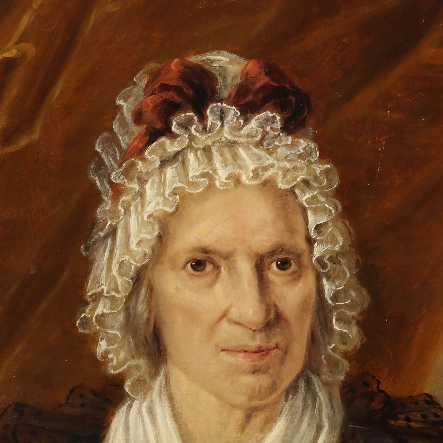 Antique Painting Portrait Of A Noblewoman Oil On Canvas XIX Century photo Art