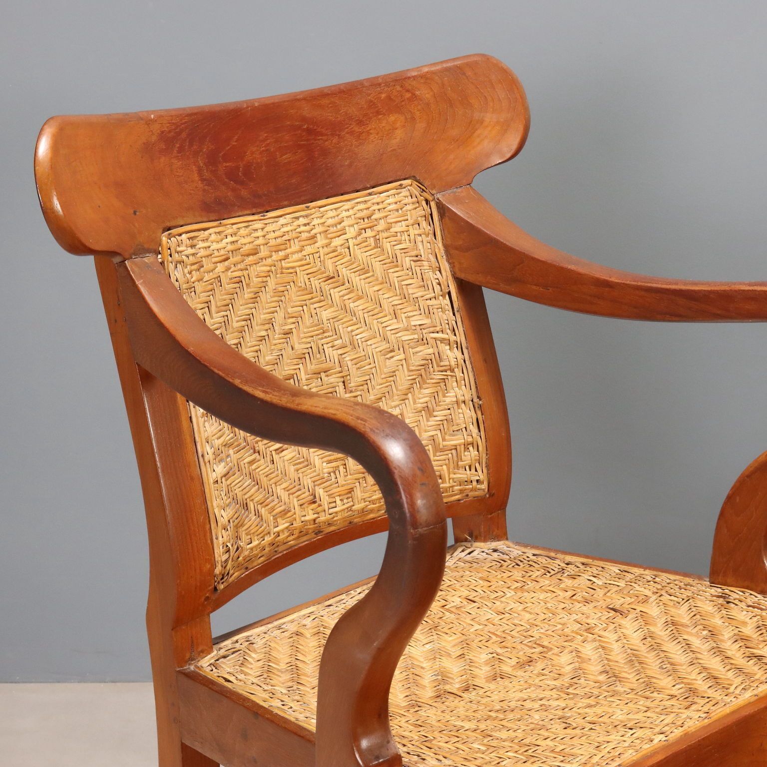 Antique Armchairs Teak Straw United Kingdom XIX Century photo for sale