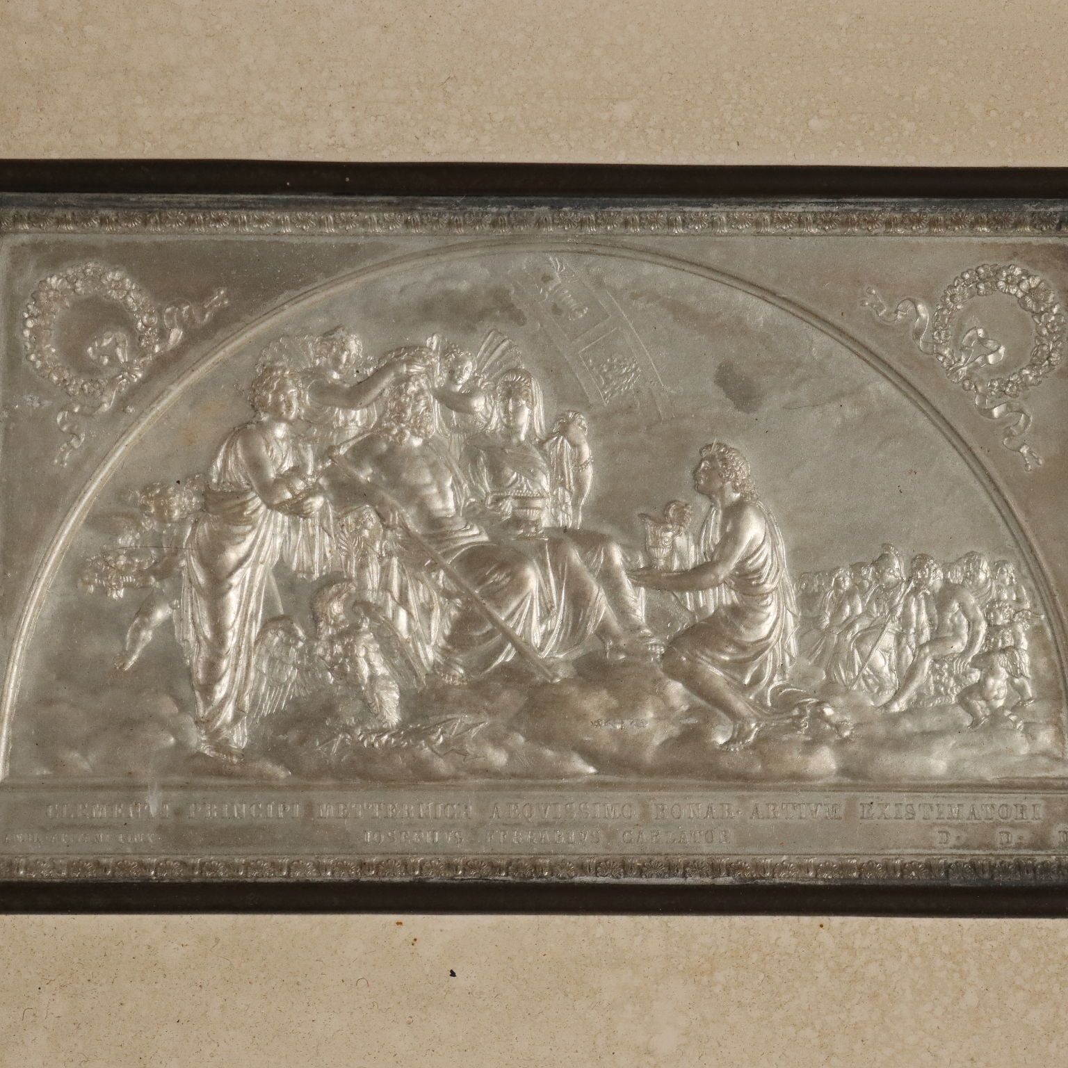 Antique Bas Felief On Metal Giuseppe Ferraris XIX Century photo for sale