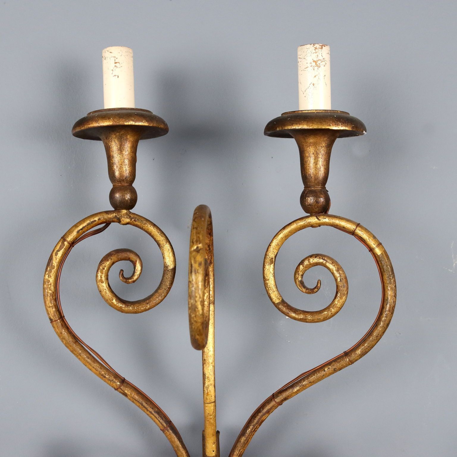 Antique Wall Lamps Gilded Iron 8 Lights Italy XX Century photo for sale