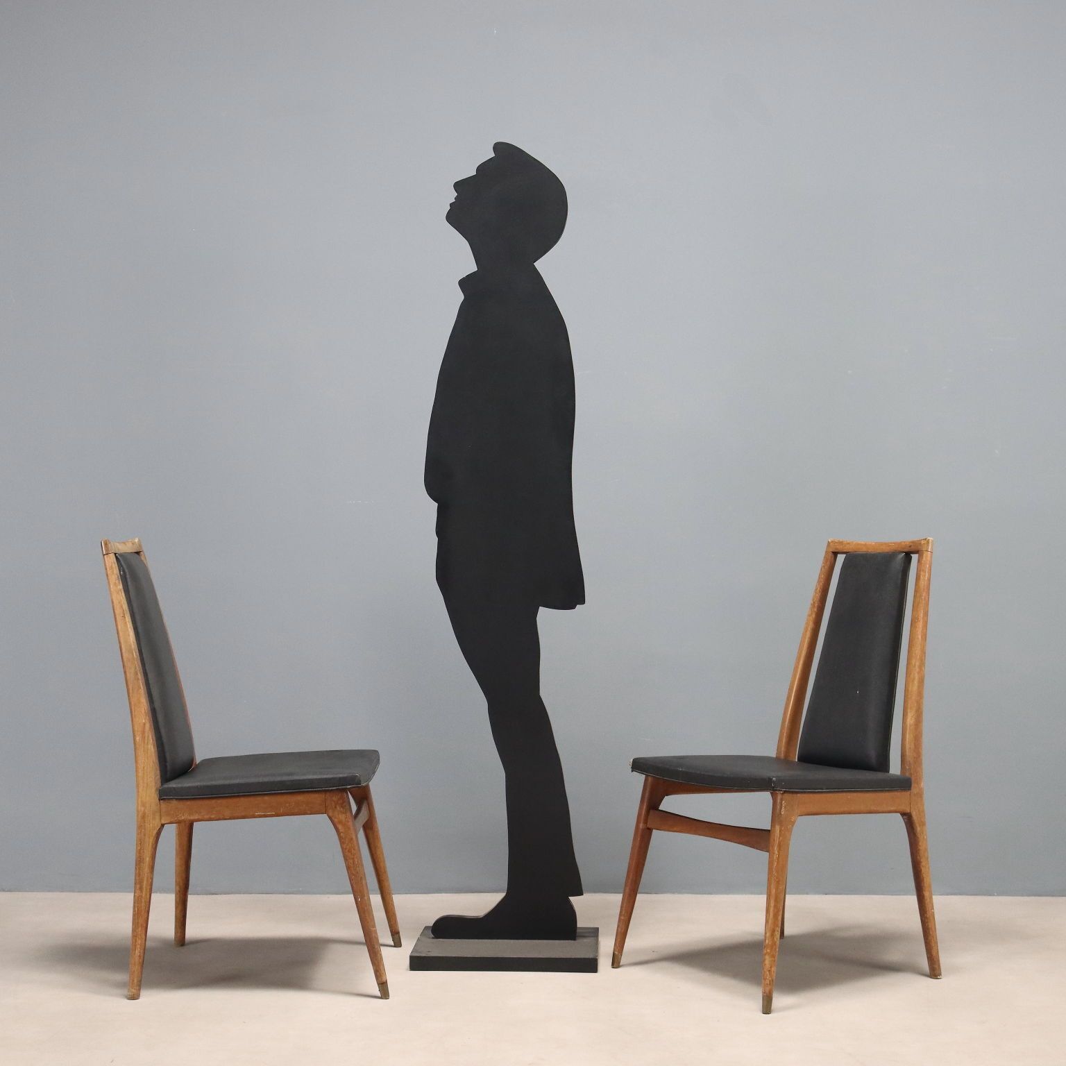 Vintage Chairs Leatherette Foam Brass Design Italy 1960s photo for sale