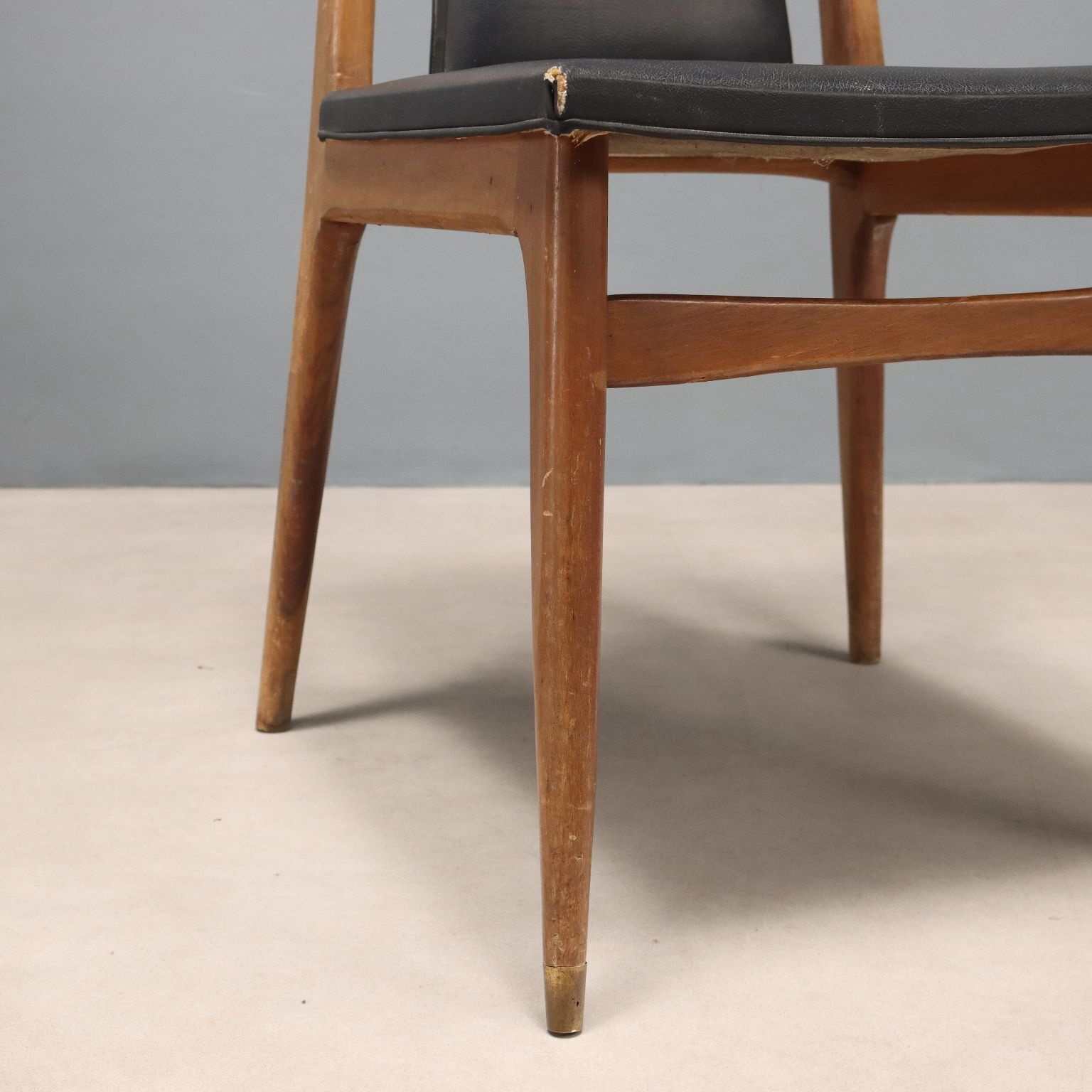 Vintage Chairs Leatherette Foam Brass Design Italy 1960s photo buy