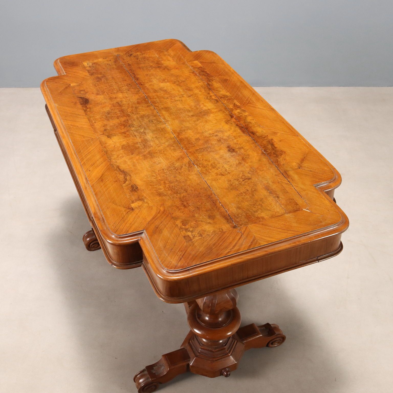 Small Antique Table Umbertino Walnut Italy XIX Century photo vintage
