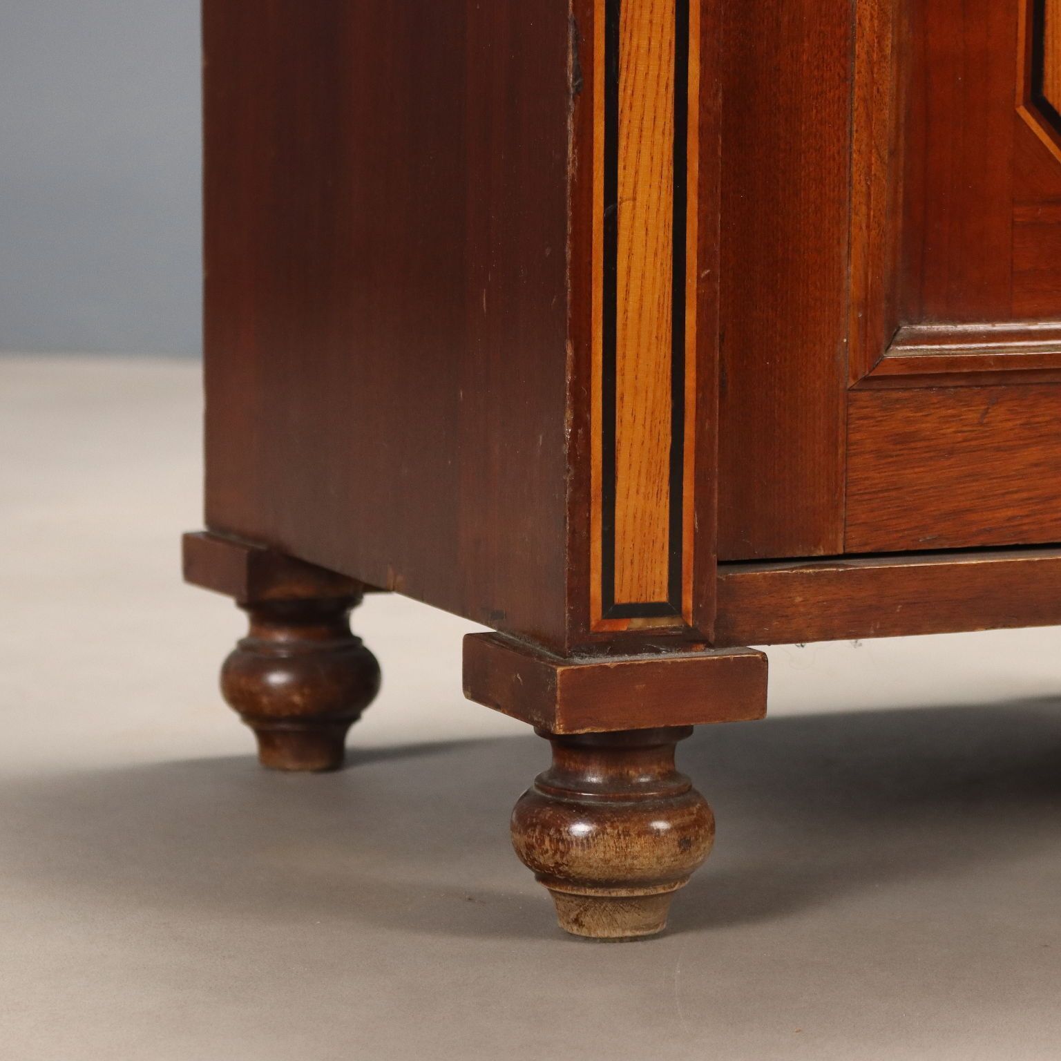 Antique Bedside Table Mahoganu Veneer White Marble XX Century photo buy