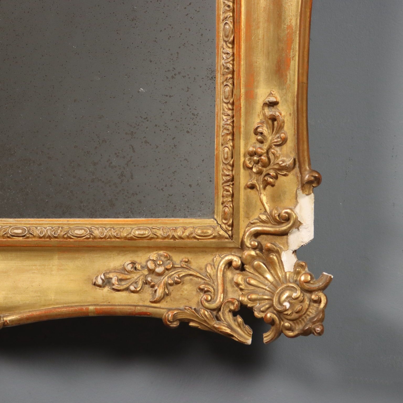 Anrique Mirror Carved Wood Italy XIX Century photo vintage