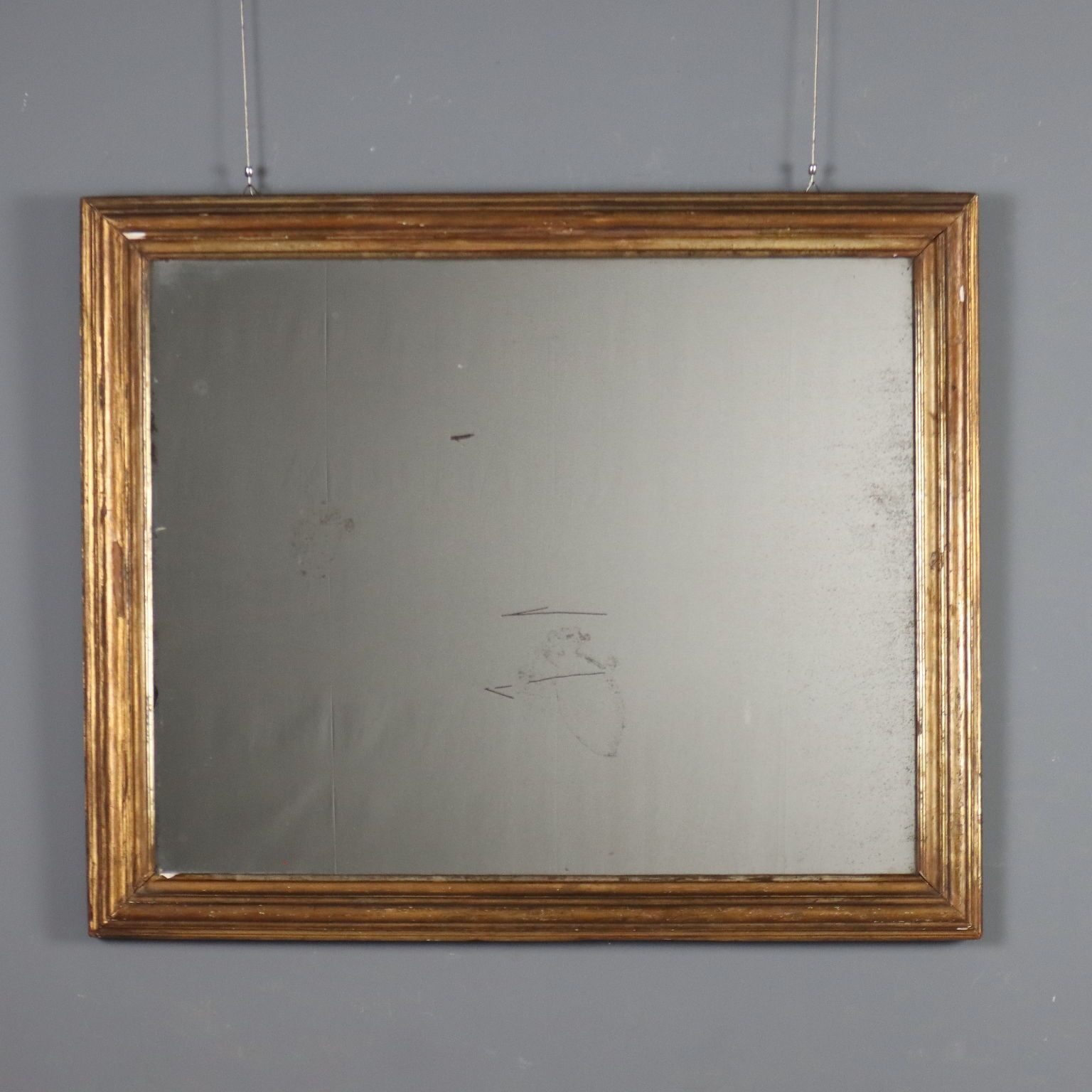 Antique Mirror Lacquered Gilded Wood Italy XIX Century