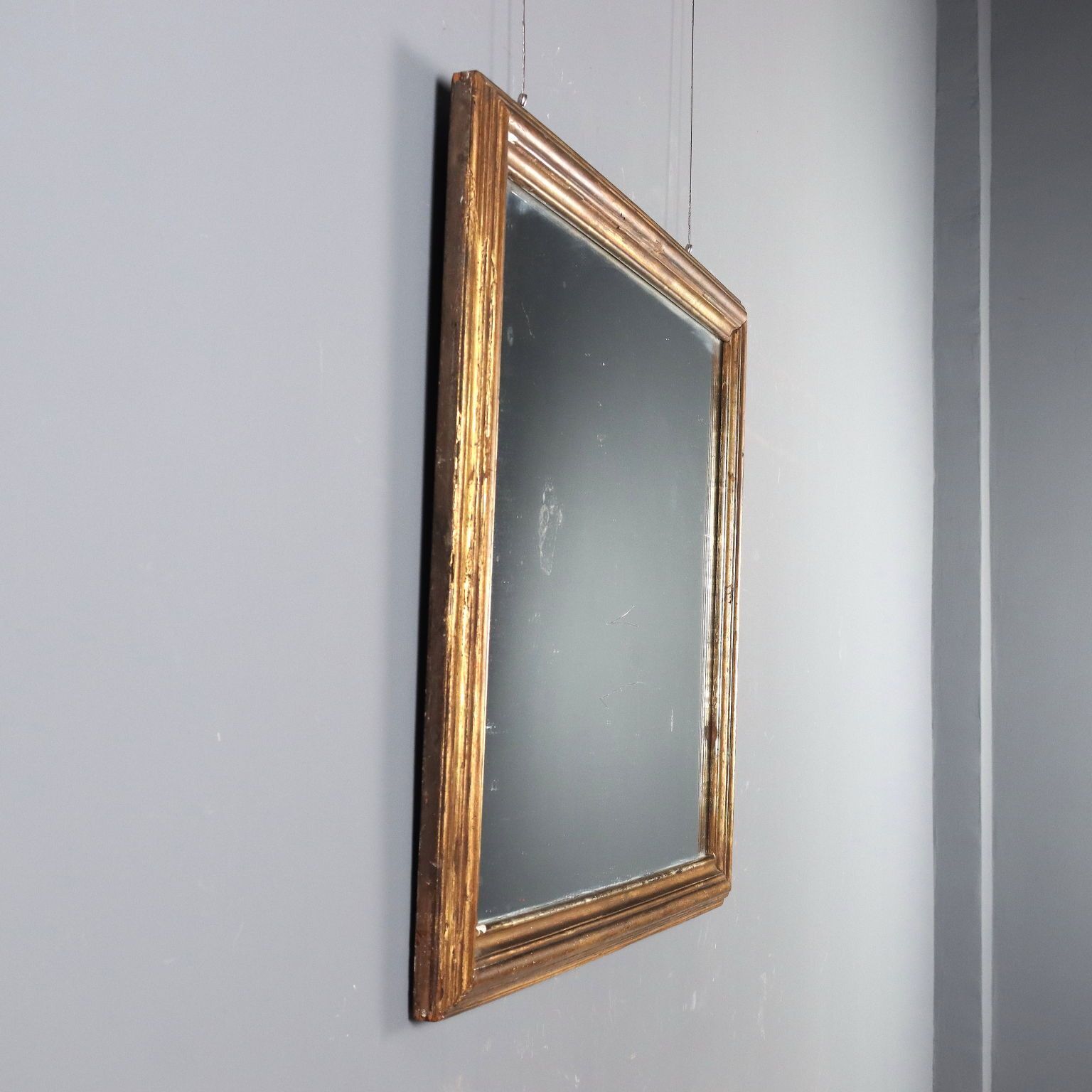 Antique Mirror Lacquered Gilded Wood Italy XIX Century photo vintage