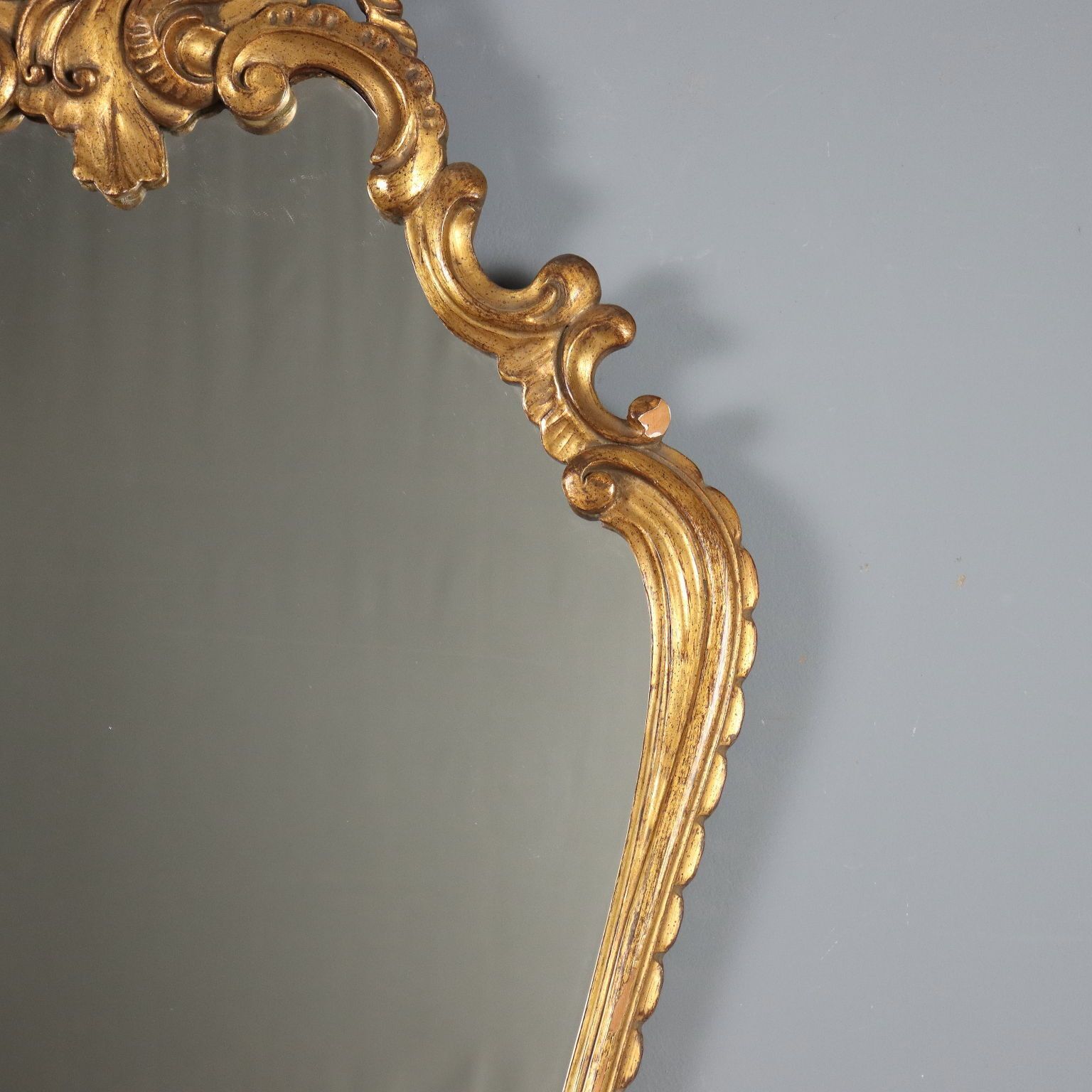Antique Mirror Carved Gilded Wood Italy Early XX Century photo vinterior