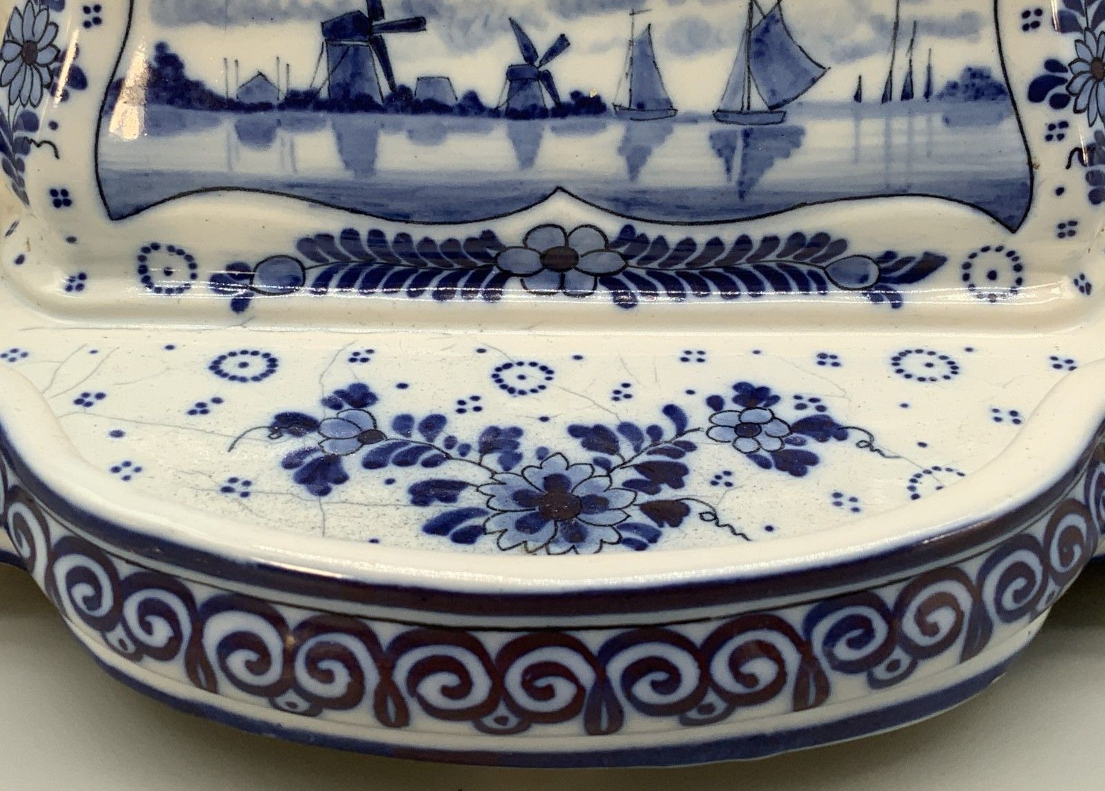 photo buy Dutch Delft Desktop Inkwell Stand Blue And White Faience Late 19th Century