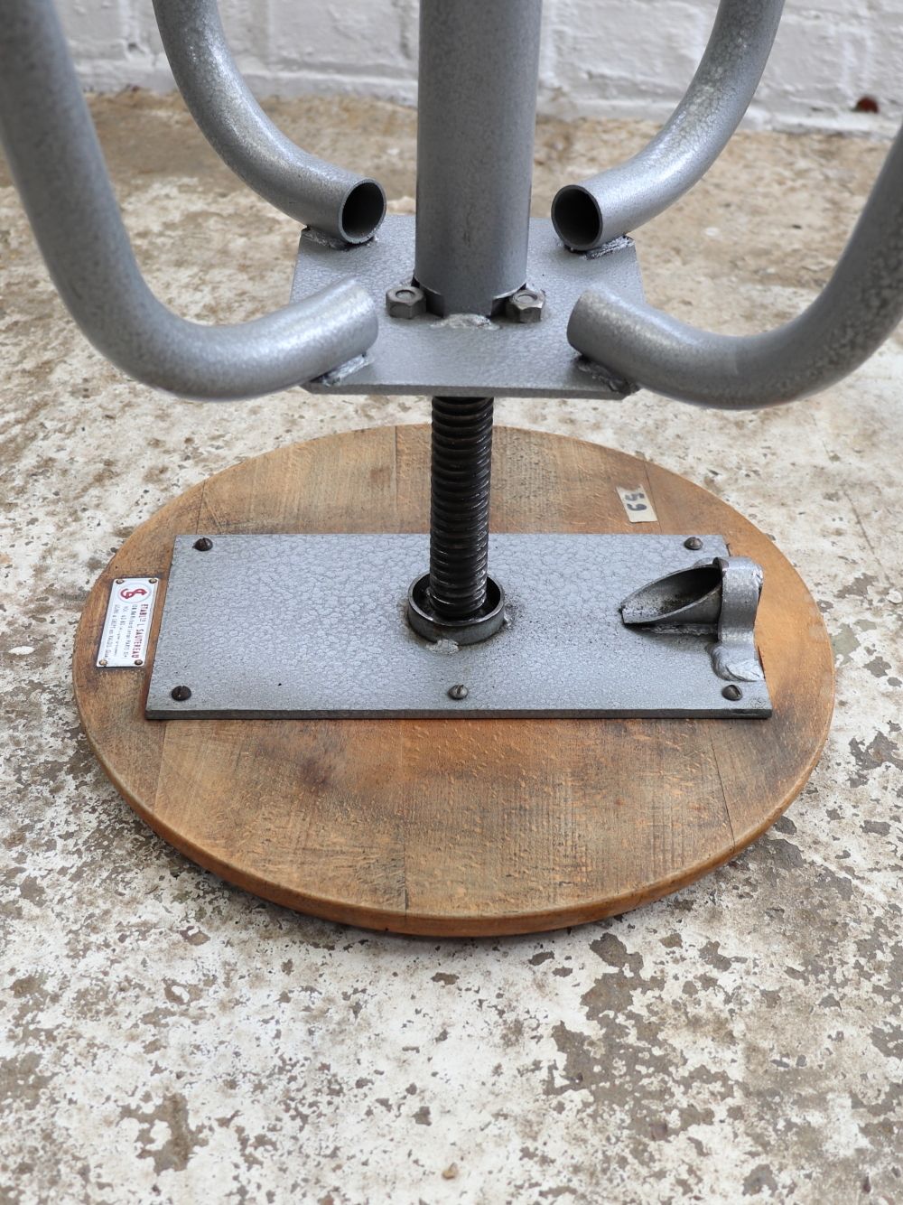 Lovely French L.Sautereau Industrial Swivel Stool photo vinterior