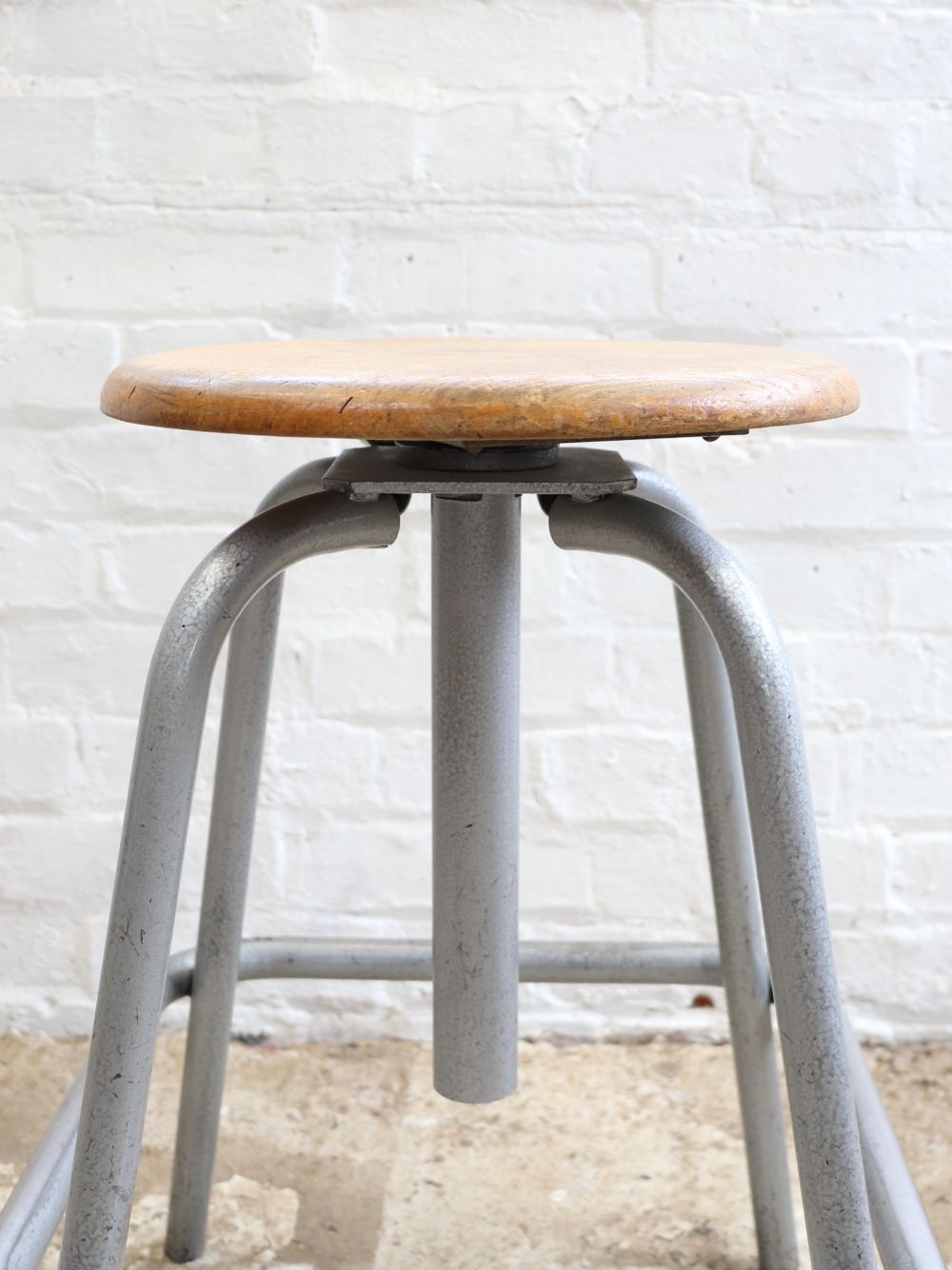 photo furniture Lovely French L.Sautereau Industrial Swivel Stool