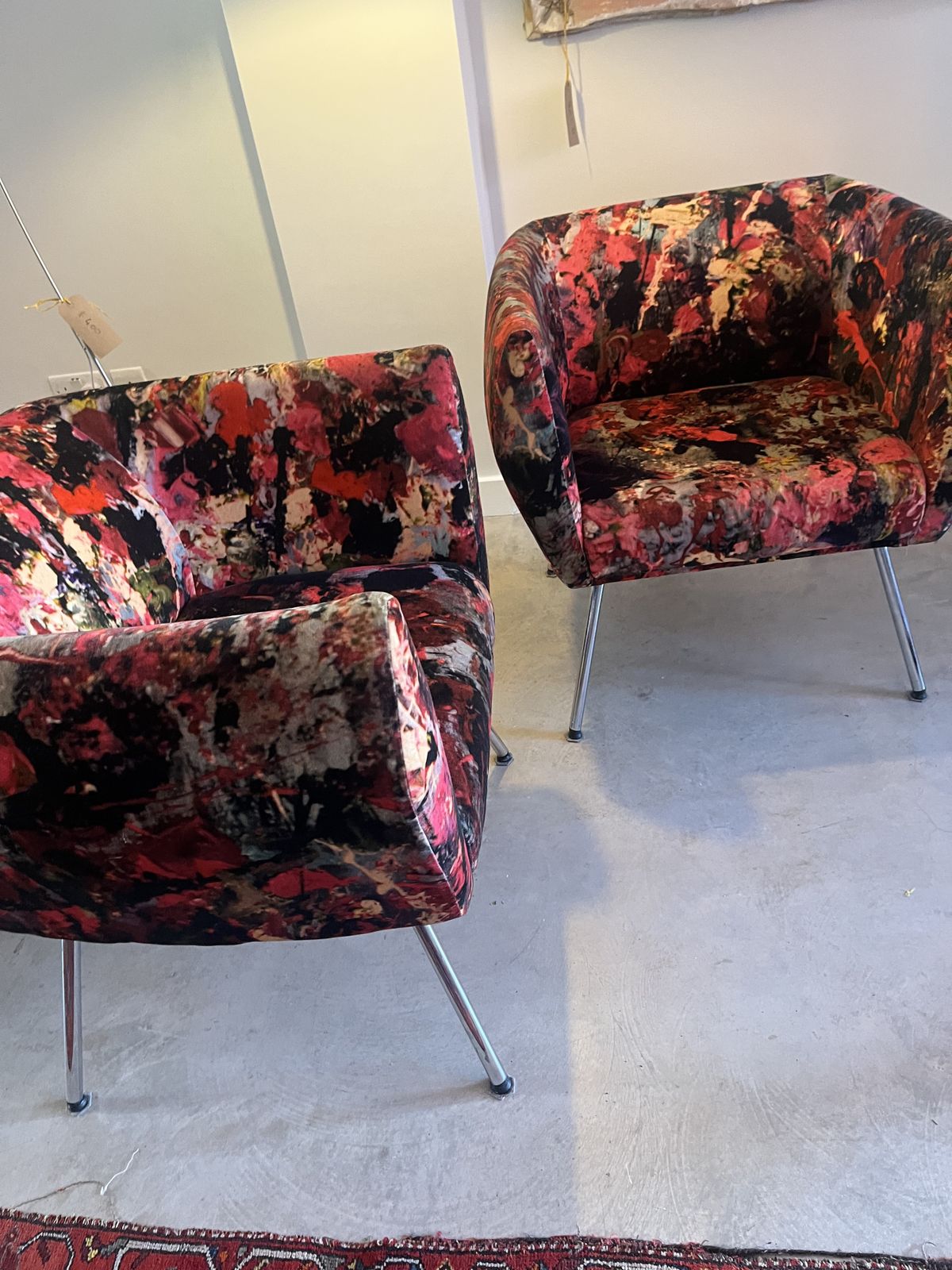 Mid Century Club Chair Reupholstered In Velvet Print By Artist Bogdan Mihai Radui photo 1000.0