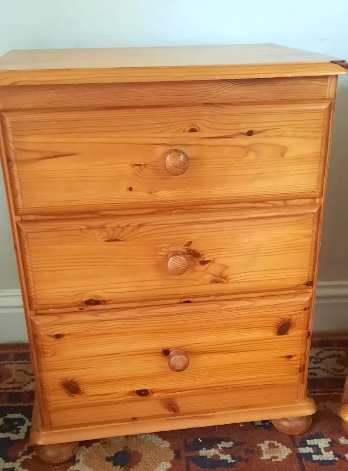 Vintage Pair Of Late 20th C. Pine Bedside Drawers photo furniture