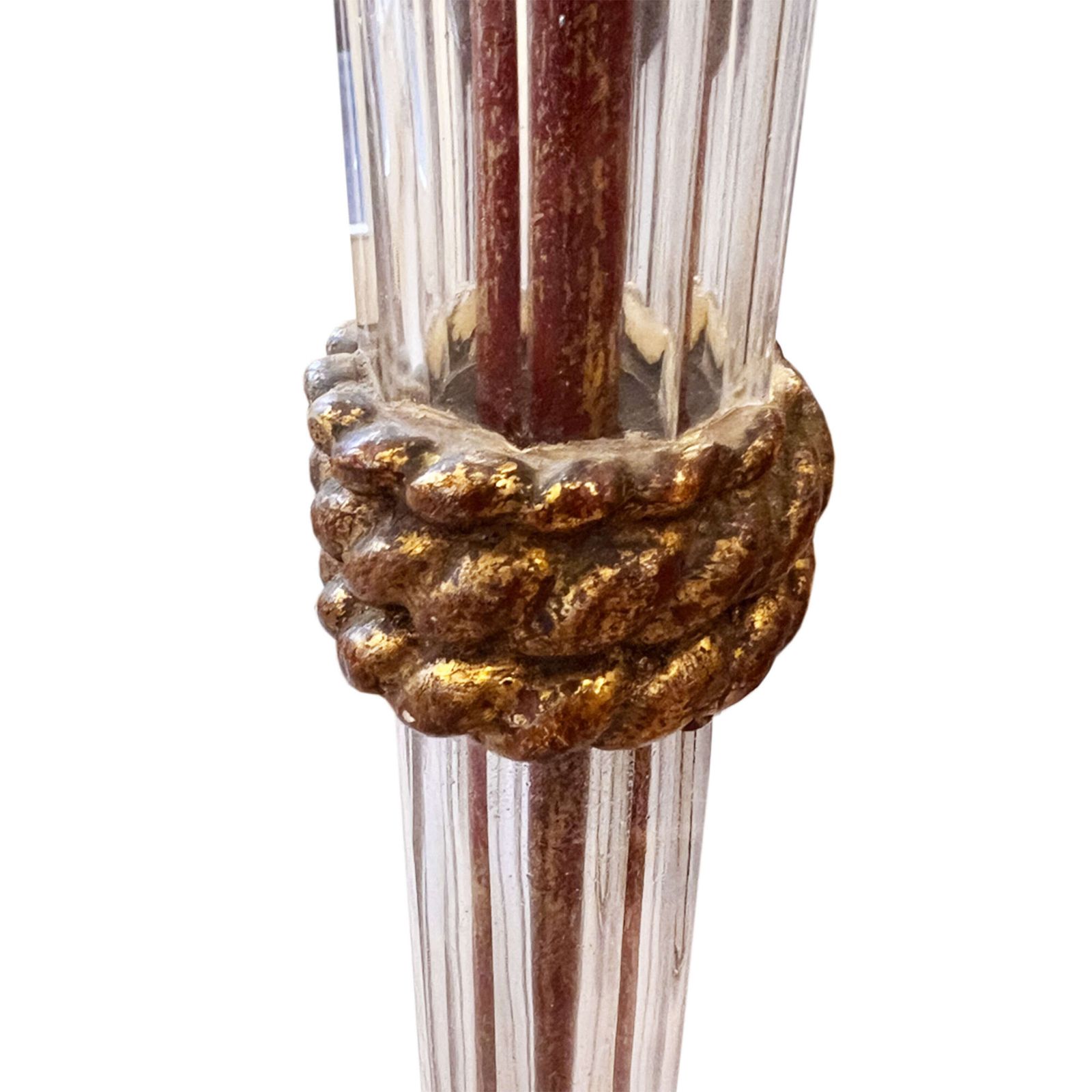Midcentury French Glass, Giltwood & Tolewear Floor Lamp, Circa 1960 photo Lighting