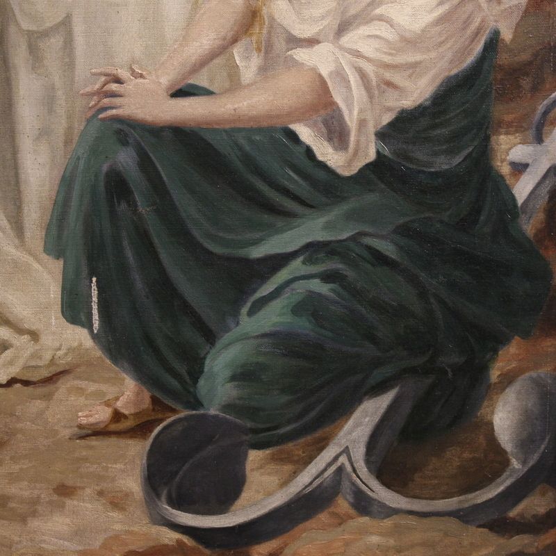 Great 19th Century Neoclassical Painting, Allegory Of Faith, Hope And Charity photo vintage
