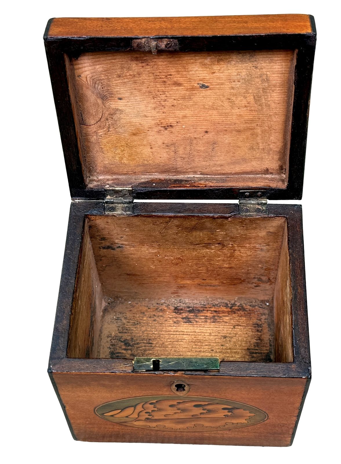 Georgian 18th Century Satinwood Tea Caddy Butterfly Inlay (England, Circa 1790) photo vintage
