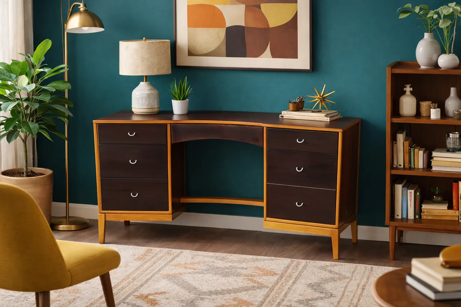 Century Stag Concave Dressing Table / Desk Designed By John And Syvia Reid photo furniture