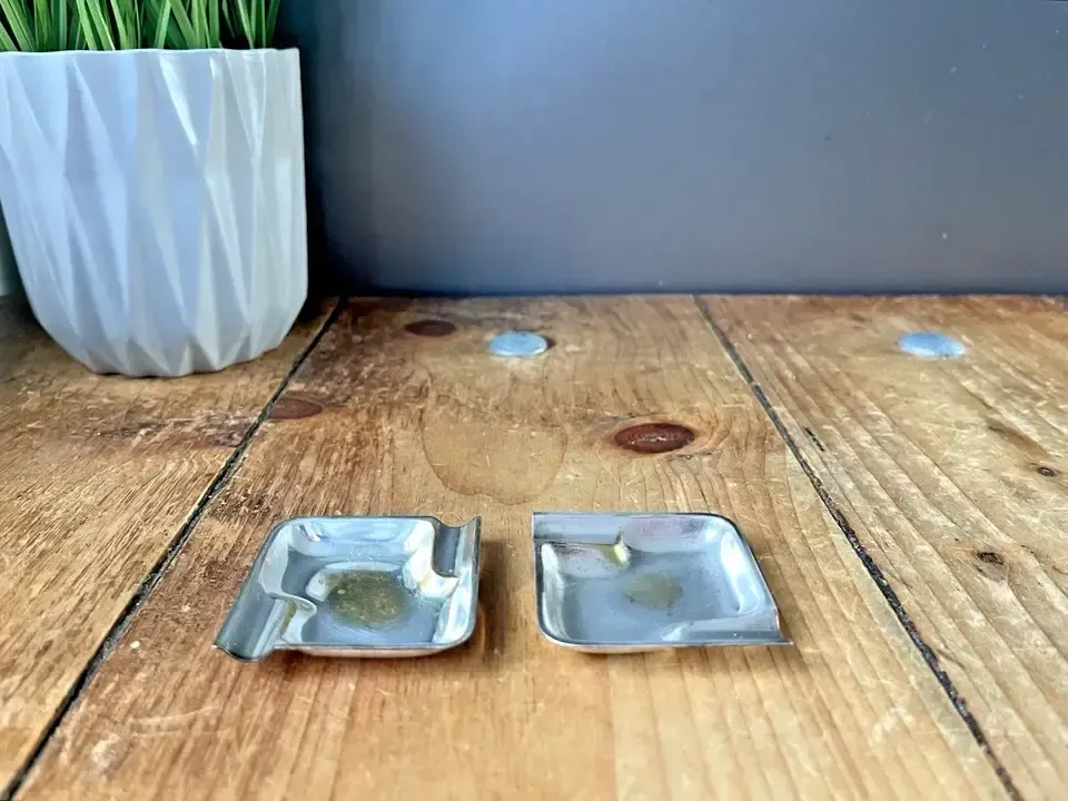 Pair Of 2 Small Wmf Cromargan Art Deco Geometric Bauhaus Style Desk Bar Ashtrays photo furniture