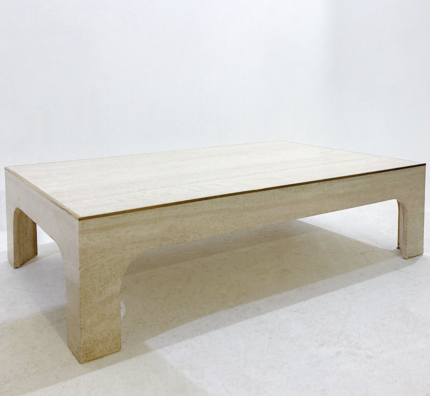 Mid Century Modern Travertine Coffee Table By Willy Rizzo, Italy, 1960s