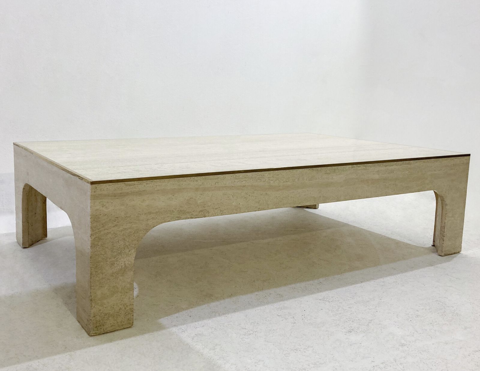 Mid Century Modern Travertine Coffee Table By Willy Rizzo, Italy, 1960s photo for sale