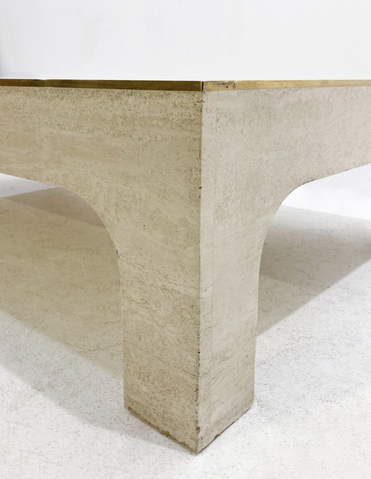 Mid Century Modern Travertine Coffee Table By Willy Rizzo, Italy, 1960s photo vinterior