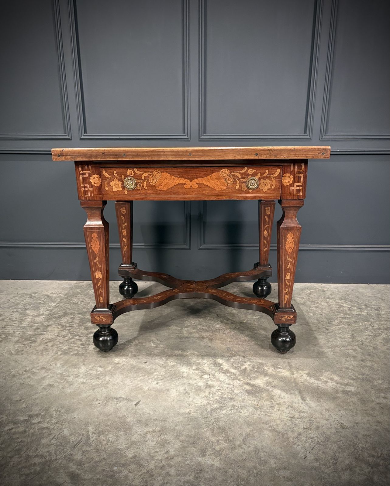 Rare 18th Century Dutch Marquetry Inlaid Architects Table photo vinterior