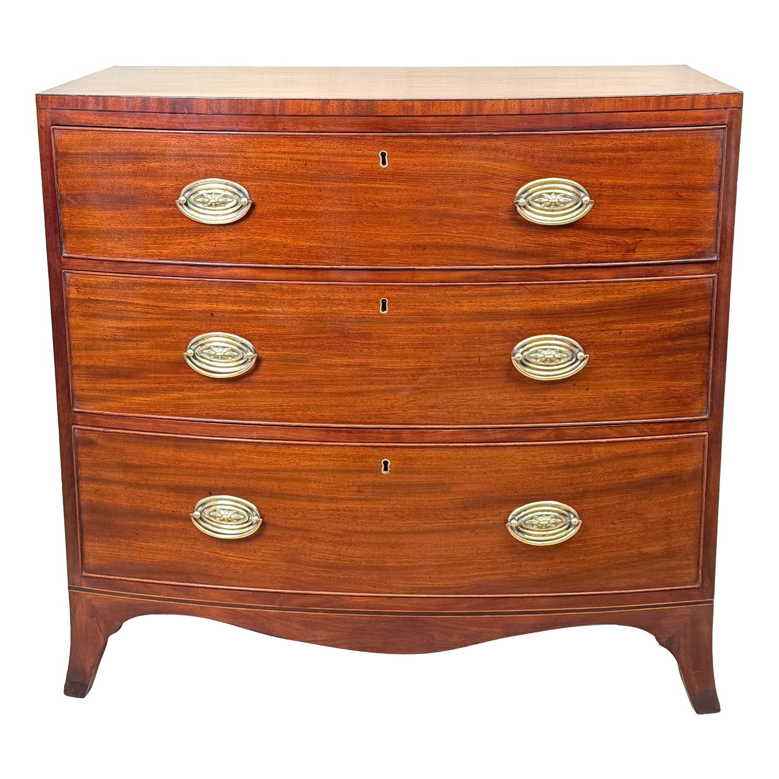 Furniture George III 18th Century Bowfront Mahogany Chest Of Drawers (England, Circa 1790) photo