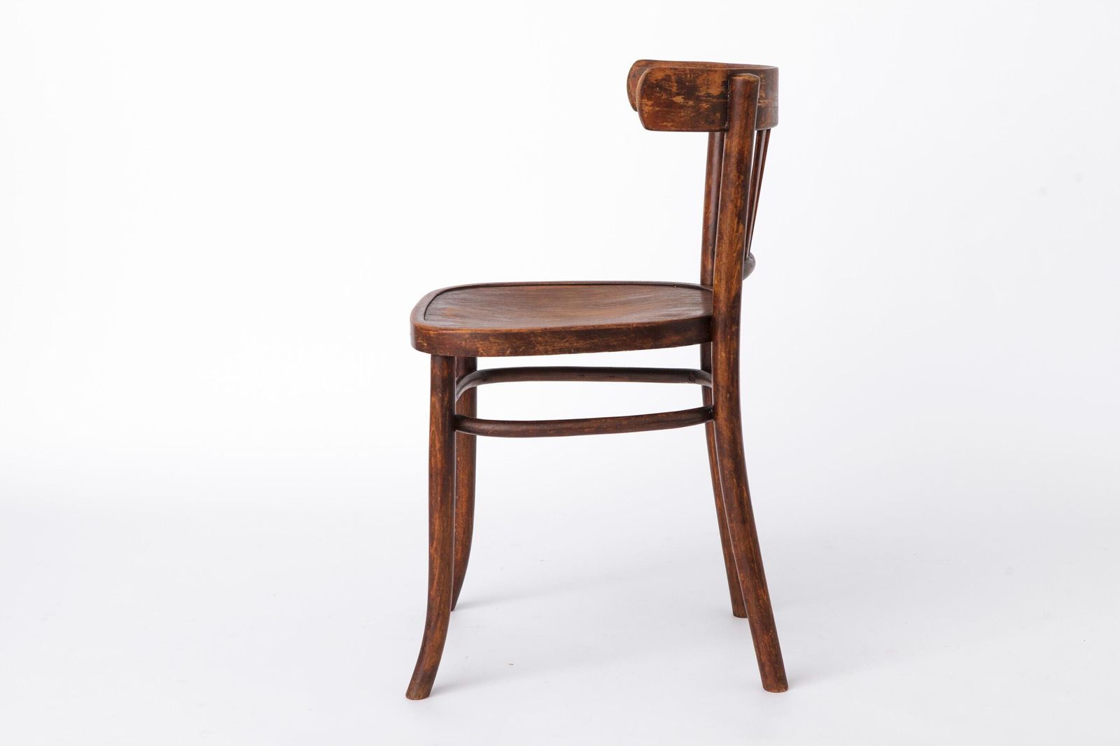 Vintage Wooden Desk Chair 1930s 1950s, Belgian Beech Wood Chair, Mid Century Dining Chair, Dark Stained Wood Chair photo vinterior