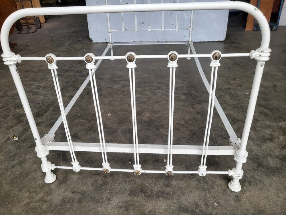 Antique Victorian Single White Cast Iron Bed Frame photo furniture