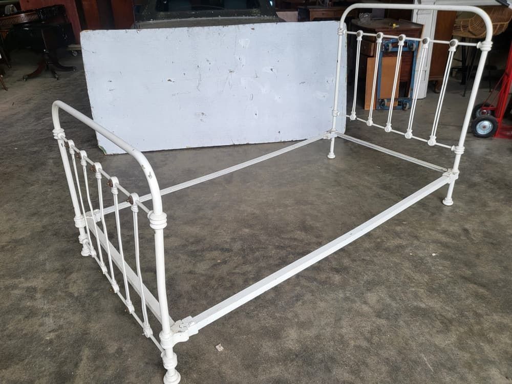 Antique Victorian Single White Cast Iron Bed Frame photo Furniture